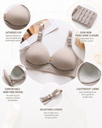 3-Pack Wire Free Comfortable Breathable Push Up Bra