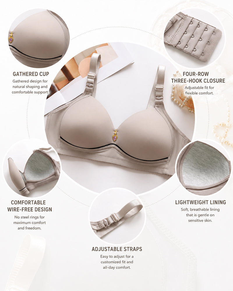 3-Pack Wire Free Comfortable Breathable Push Up Bra