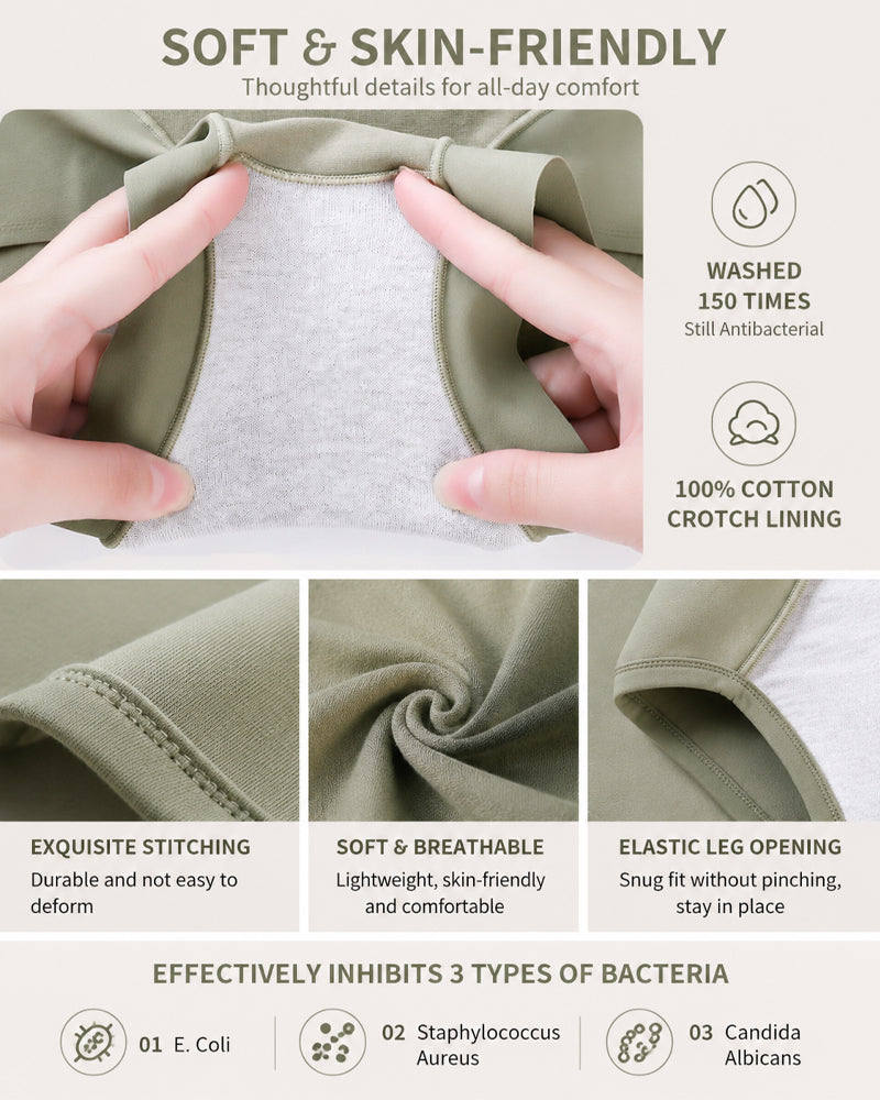 Five-Pack Mid Waist Pure Cotton High Elasticity Breathable Briefs