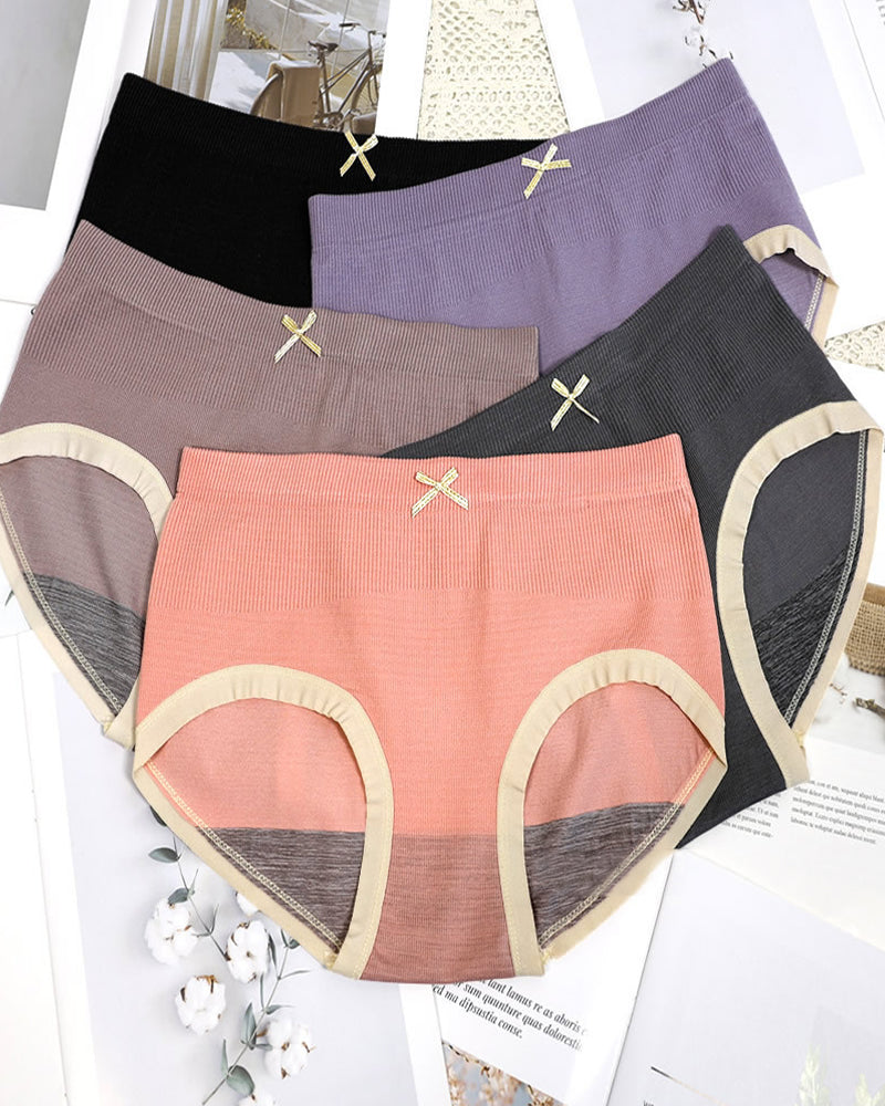 Five Pack High-elastic Seamless Bow-knot Breathable Panties