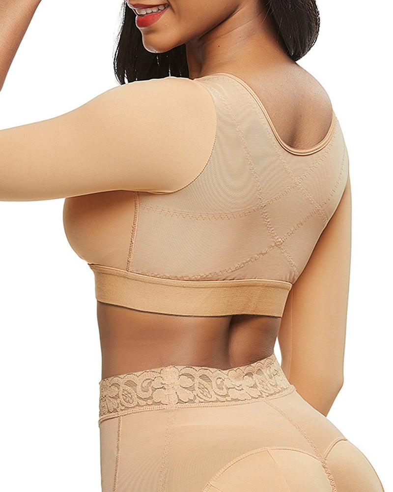 Women's Arm Shaper Arm Liposuction Post-Operation Compression Sleeve Front Opening Shapewear