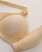 Women's Adjustable Support Straps Wirefree Comfort Push Up Jacquard Bra