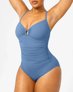 Women's Beach Vacation Solid Color U-Ring Cut Out Shaping Shape One-piece Swimsuit