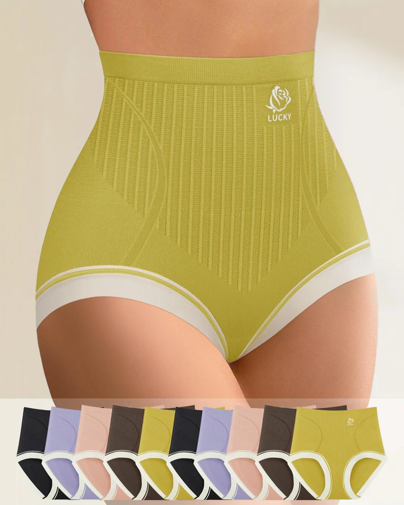 Women's High Waist Seamless Colorblock Full Coverage Casual Comfort Breathable Briefs