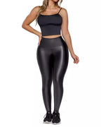 Women's Elastic Sexy High Waist Slim Fit Leather Tight Sports Yoga Pants