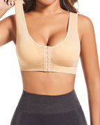 Women's Front-Clasp Plus Size High Support Back Mesh Breathable Wire-Free Sports Bra