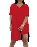 Women's V-Neck Short-Sleeved Loose Top and Tight Cycling Shorts Casual Sports Suit