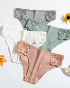 Women's Low Waist Lace Solid Color Breathable Briefs