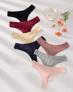 Solid Color Ribbed Knit Sexy Thong Briefs