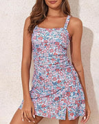 Women's Beach Outdoor Retro Two-Piece Gathered Split Swimsuit