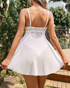 Women's Sexy Tight Lace Thin Adjustable Shoulder Strap V-Neck One-Piece Pajamas