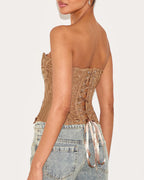 Ladies Elegant Lace Back Tie-up Tube Top Tummy Shaper Top