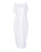 Women's Solid Color Bat Sleeve Casual Comfortable Short Sleeve Dress