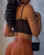 Sexy Sheer Mesh Push-Up Corset Top