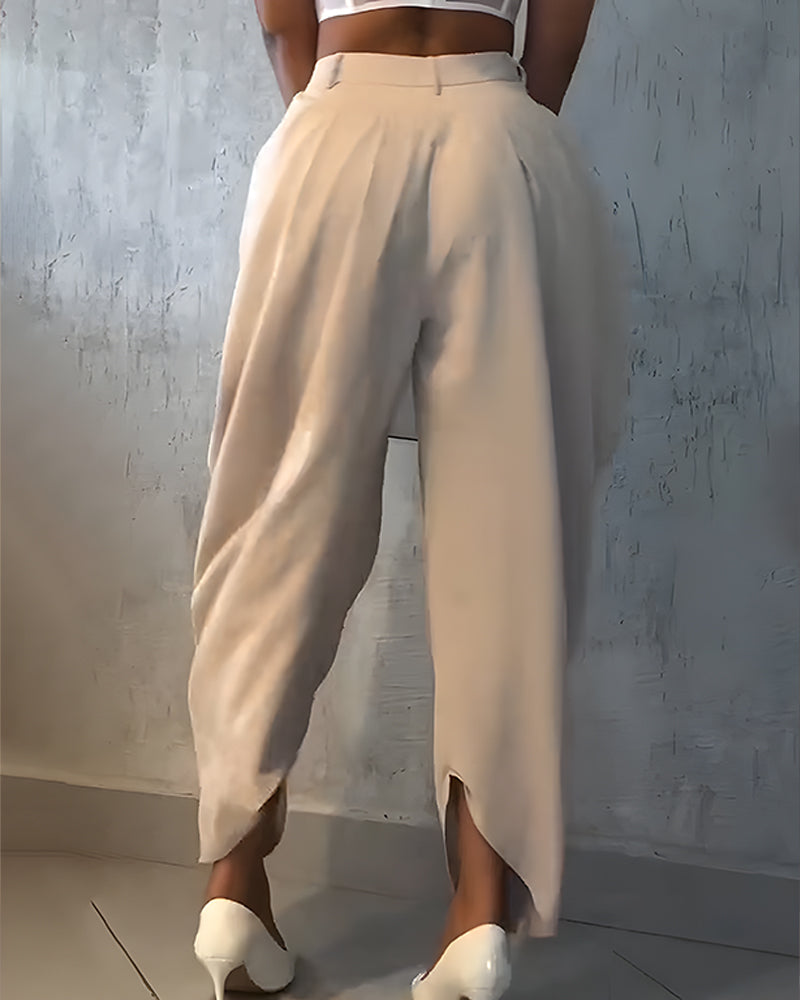 Casual High Waist Loose Ruched Irregular Pants