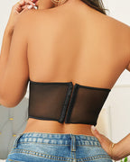 Sexy Flower Lace Mesh Herringbone Tube Top