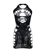 Sexy Halterneck Hot Diamond Hollow See-Through Backless Nightdress
