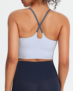 Women's Seamless Fixed Chest Pad Contrast Color Strap Cross Sports Yoga Vest