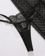 Sexy Lace Long See-Through Suspender Dress Set