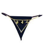 Sexy Gold Rhinestone Letter Chain Thongs