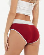 Women's Mid-Rise Colorblock Plus Size Cotton Butt Lifting Waist Briefs