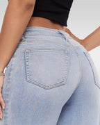 Mid-Rise Loose Stretch Wide-Leg Jeans