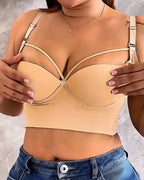Solid Color Shaping Push-Up Bra With 6-Pin Buckle