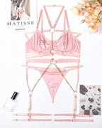 Sexy Chain Halterneck Leather Pajamas Set