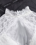 High Neck Lace Sheer Mesh Backless Bra Underwear Set