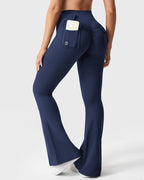 Women's Tummy Control Butt Lifting Pocket Flare Tight Yoga Pants