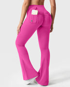Women's Tummy Control Butt Lifting Pocket Flare Tight Yoga Pants