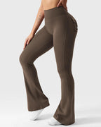 Women's Tummy Control Butt Lifting Pocket Flare Tight Yoga Pants