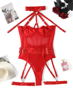 Sexy Lace-up Contrast Color Body-shaping One-piece Pajamas
