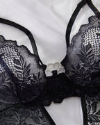 Sexy Lace Suspenders With Heart Ring Decoration One-Piece Pajamas