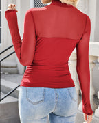 Women's High Neck Mesh Long Sleeve Bodysuit