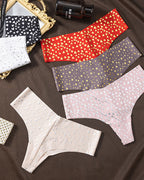Sexy Seamless Ice Silk Heart Star Printed Panties