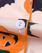 Halloween Fun Print Lapel Short-sleeved Shorts Casual Home Wear Suit