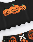 Halloween Fun Print Sleeveless Tank Top and Shorts Loungewear Set