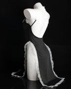 Halloween Sexy Nun Costume Role Play Hollow Slit Long Dress with Stockings Set