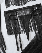Sexy Lace See-through Tassel Hollow Underwear Set