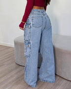 Multi-pocket Casual Loose Straight Cargo Jeans
