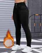Women's High-stretch Fleece-lined Thickened Jeans