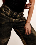 Shiny Casual Straight-leg Loose Jeans