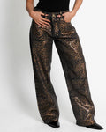 Leopard Shiny Casual Straight-leg Loose Jeans