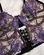 Sexy Flower Embroidered Mesh Hollowed-out Suit