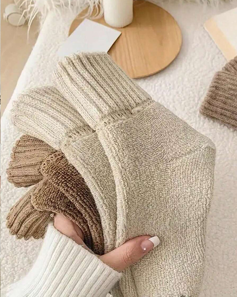 5-Pack Warm Thick Knit Soft Casual Mid-Tube Plush Socks