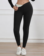 Winter High Waist Elastic Thickened Warm Wool Lined Casual Sports Leggings