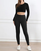 Winter High Waist Elastic Thickened Warm Wool Lined Casual Sports Leggings