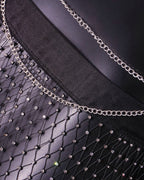 Rhinestone Fishnet Cutout Halter Neck Top and Skirt Set