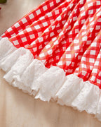 Sexy Colorblock Plaid Lace Maid Outfit